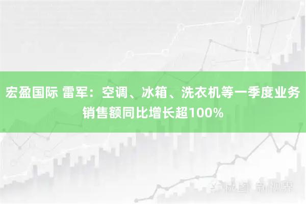 宏盈国际 雷军：空调、冰箱、洗衣机等一季度业务销售额同比增长超100%