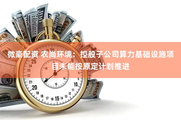 微豪配资 农尚环境：控股子公司算力基础设施项目未能按原定计划推进